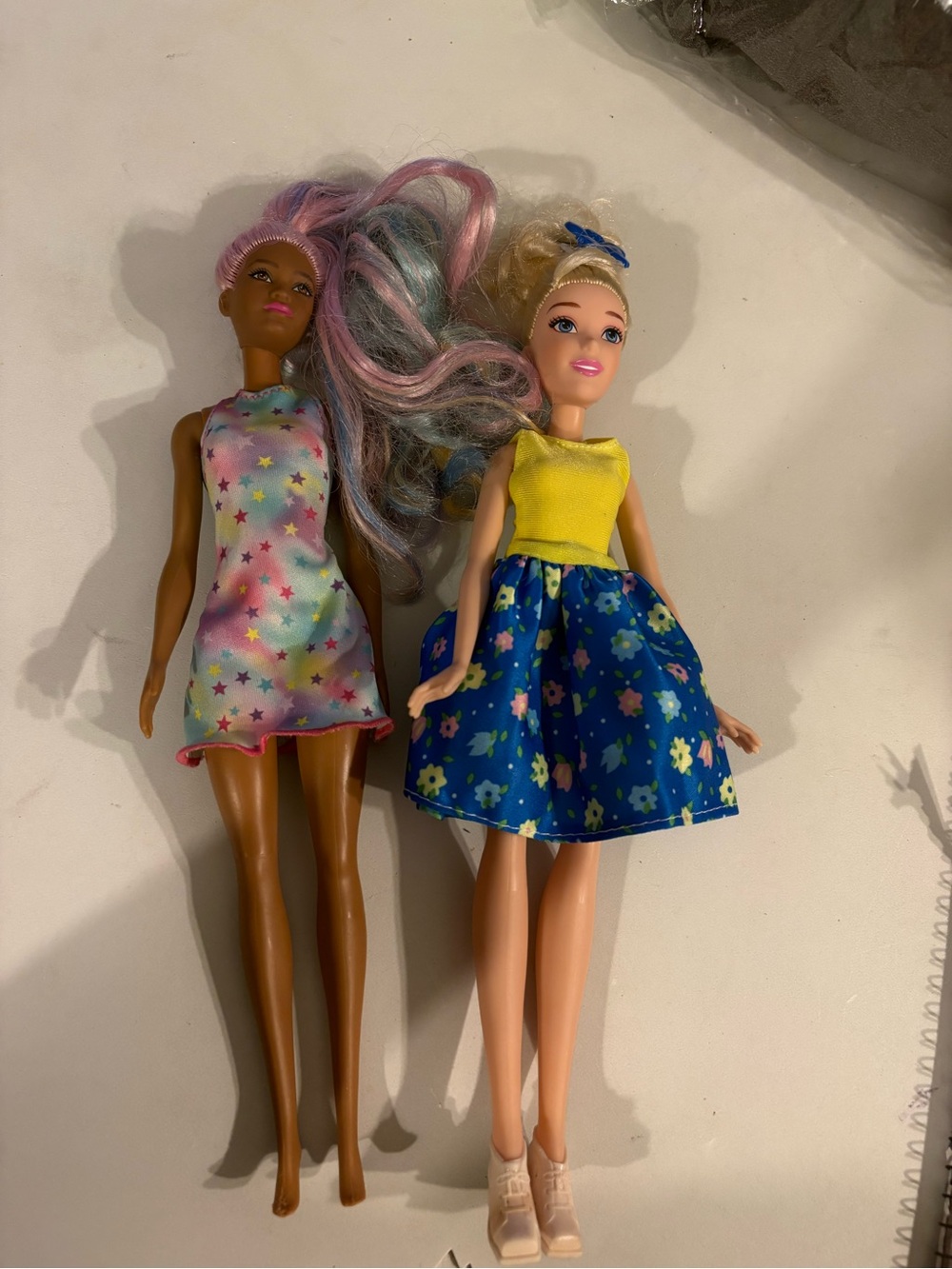Mattel  &  Disney Kids Fashion Dolls - Pastel Rainbow & Yellow Blue Floral Dress